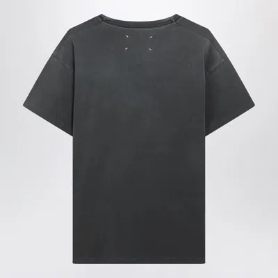 Maison Margiela Black Washed-out T-shirt With Reverse Logo In Gray