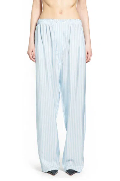 Prada Striped Casual Pants In Blue