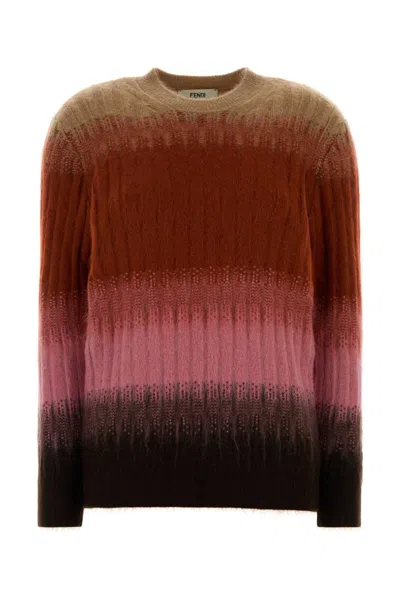 Fendi Gradient Mohair And Wool Fitted Jumper Clothing In Multi