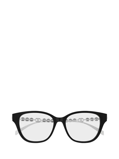 Gucci Eyewear Embellished Square Frame Glasses In Brown