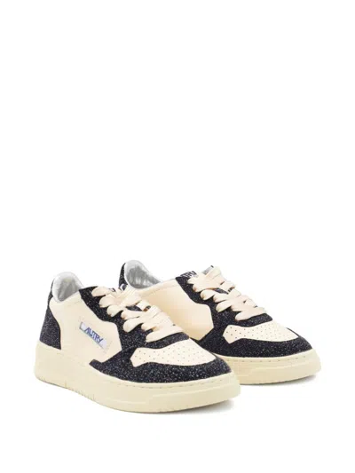 Autry Sparkling Low Top Sneakers With Perforated Toe In Animal Print
