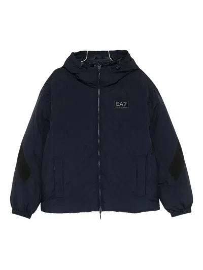Ea7 Emporio Armani Coats Blue In Black