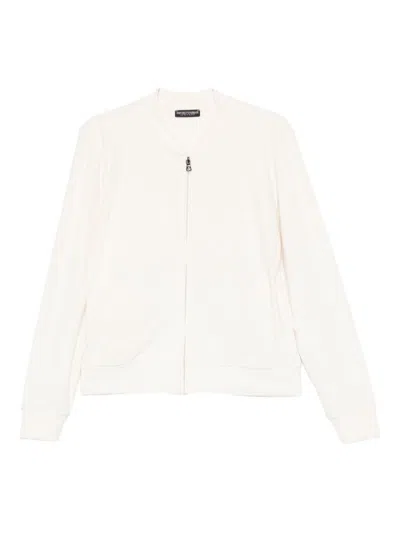 Emporio Armani Long Sleeve Knit Sweatshirt With Ribbed Cuffs And Hem In White