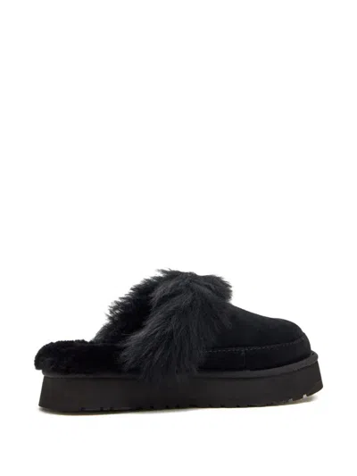 Ugg Disquette Chalet Suede And Sheepskin Slippers In Black