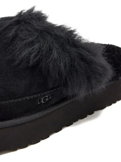 Ugg Disquette Chalet Suede And Sheepskin Slippers In Black