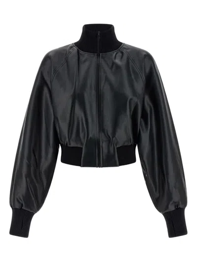 Norma Kamali High Neck Bomber Jacket Puffer Jackets Black In Black