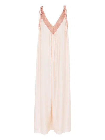 Chloé Silk Lace Floor-length Sleeveless Dress In Pink
