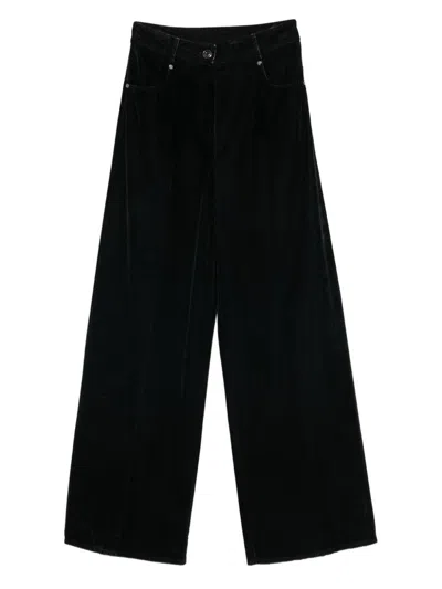 Forte Forte Flocked Cotton Five-pocket Trousers With Textured Finish In Black