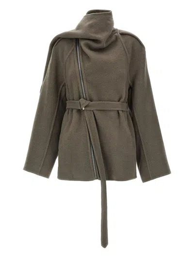 Rick Owens Scarf Flight Coats And Trench Coats Gray In Green