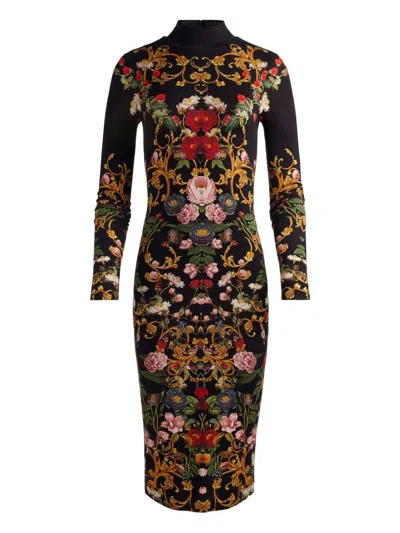 Alice And Olivia Delora Turtleneck Midi Dress Evermine In Black