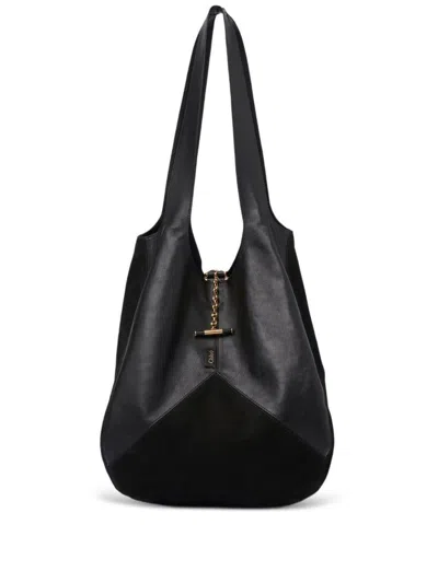 Chloé Panelled Chain Shoulder Bag In Black