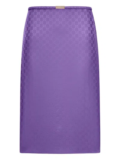 Gucci Silk Skirt Featuring Elasticated Waist In Purple
