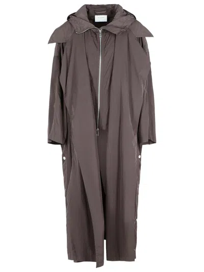 Sportmax 'barbra' Oversize Coffee Taffeta Trench Coat In Brown