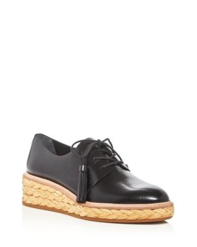 Shop Loeffler Randall Callie Braided Straw Platform Wedge Oxfords In Black