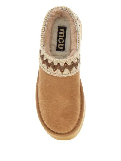 Mou Platform Clog Suede Slippers In Brown