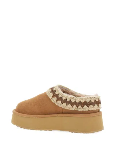 Mou Platform Clog Suede Slippers In Brown