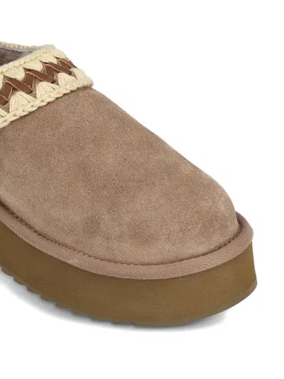 Mou Platform Clog Suede Slippers In Brown