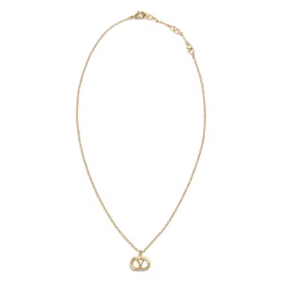 Valentino Ovalette Metal Necklace With Golden Finish In Multi