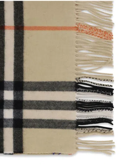 Burberry Wide Check Cashmere Scarf In Brown