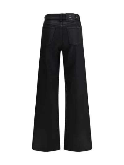 7 For All Mankind Black Stretch Denim Jeans In Black
