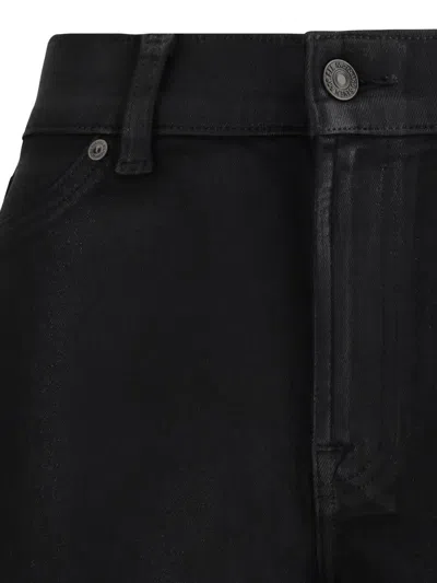 7 For All Mankind Black Stretch Denim Jeans In Black