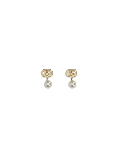 Valentino Ovalette Metal Earrings With Swarovski Pearls In Multi