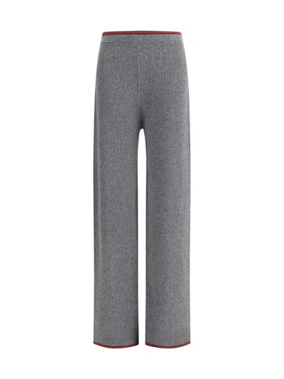Gucci Womens Dusty Dark Grey Mc Ribbed Straight-leg Wool Knit Trousers In Gray
