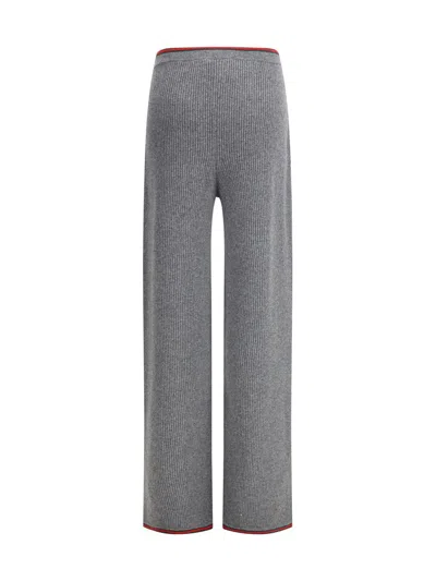 Gucci Womens Dusty Dark Grey Mc Ribbed Straight-leg Wool Knit Trousers In Gray