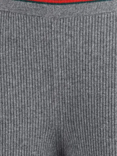 Gucci Womens Dusty Dark Grey Mc Ribbed Straight-leg Wool Knit Trousers In Gray