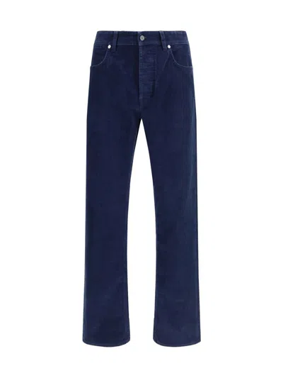 Stone Island Five-pocket Trousers With Belt Loops And Contrast Stitching In Blue