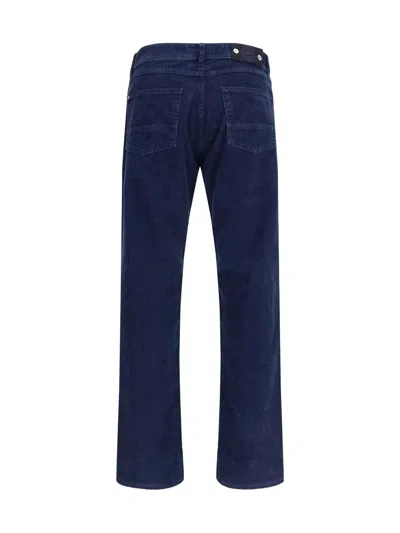 Stone Island Five-pocket Trousers With Belt Loops And Contrast Stitching In Blue
