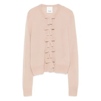 Allude Bow-detail Cashmere Cardigan In Pink