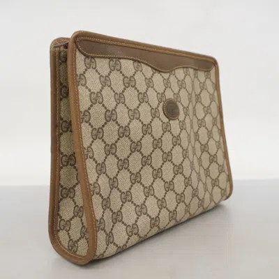 Pre-owned Gucci Beige Brown Pvc Clutch Bag () In Multi