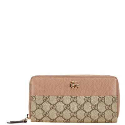 Pre-owned Gucci Beige Pvc Leather Long Wallet (bi-fold) () In Sand
