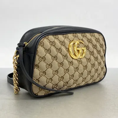 Pre-owned Gucci Black Brown Canvas Shoulder Bag () In Multi