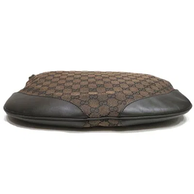 Pre-owned Gucci Black Dark Brown Gg Canvas Leather Shoulder Bag () In Multi