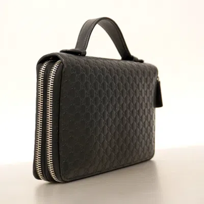 Pre-owned Gucci Black Leather Long Wallet (bi-fold) ()