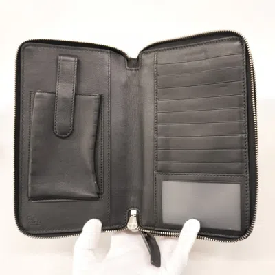 Pre-owned Gucci Black Leather Long Wallet (bi-fold) ()