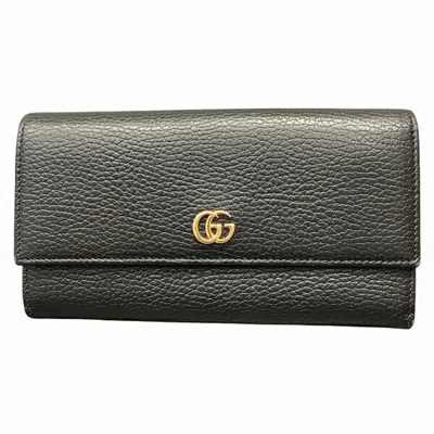 Pre-owned Gucci Black Leather Long Wallet (bi-fold) ()