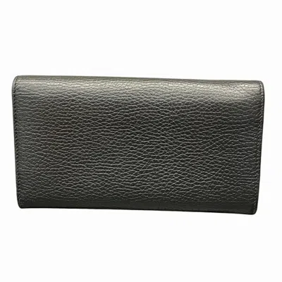 Pre-owned Gucci Black Leather Long Wallet (bi-fold) ()