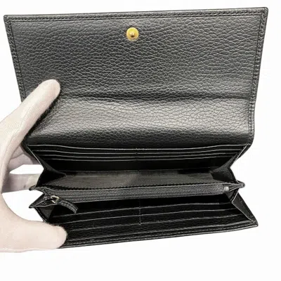 Pre-owned Gucci Black Leather Long Wallet (bi-fold) ()