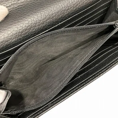 Pre-owned Gucci Black Leather Long Wallet (bi-fold) ()