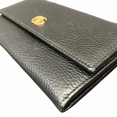 Pre-owned Gucci Black Leather Long Wallet (bi-fold) ()