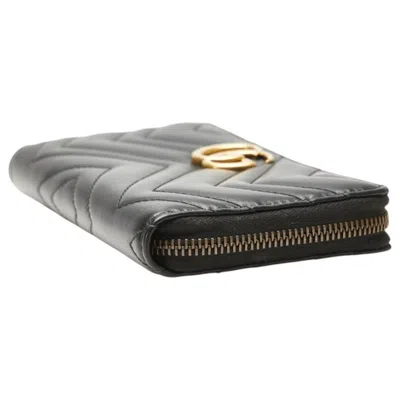 Pre-owned Gucci Black Leather Long Wallet (bi-fold) ()