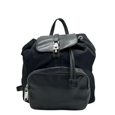 Pre-owned Gucci Black Nylon Leather Backpack ()