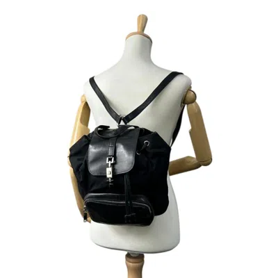 Pre-owned Gucci Black Nylon Leather Backpack ()