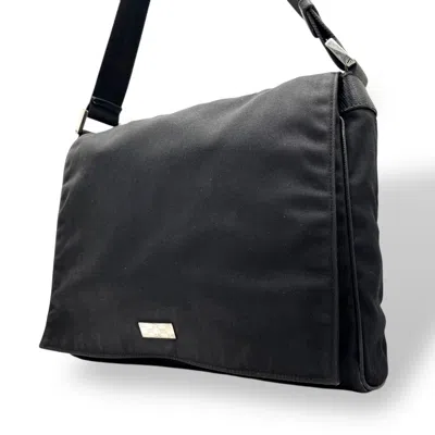 Pre-owned Gucci Black Nylon Leather Messenger Bag Shoulder Bag ()