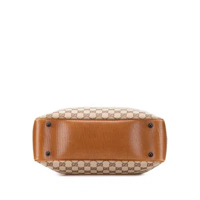 Pre-owned Gucci Gg Canvas Beige Brown Gg Canvas Leather Tote Bag ()