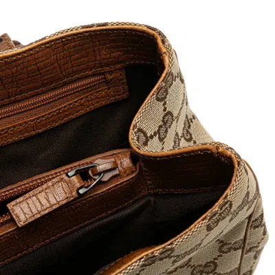 Pre-owned Gucci Gg Canvas Beige Brown Gg Canvas Leather Tote Bag ()