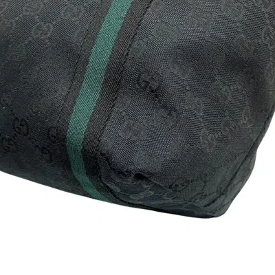Pre-owned Gucci Gg Canvas Black Green Gg Canvas Leather Tote Bag () In Multi